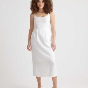 Quince 100% European Linen Scoop Neck Midi Dress